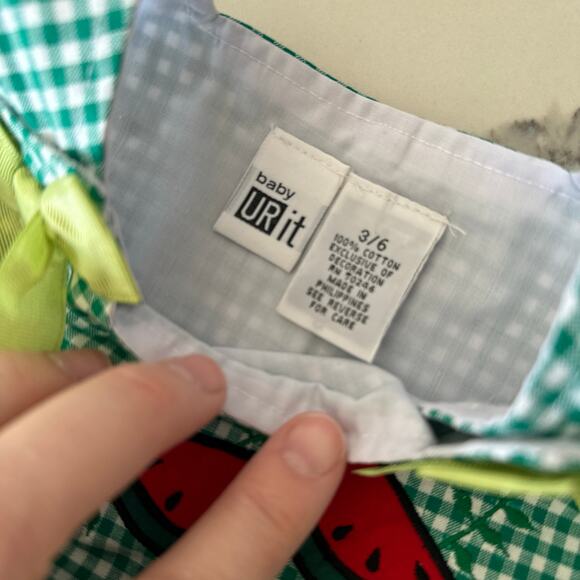 URit Watermelon Gingham Bubble Romper - 3-6 Months - Picture 3 of 7